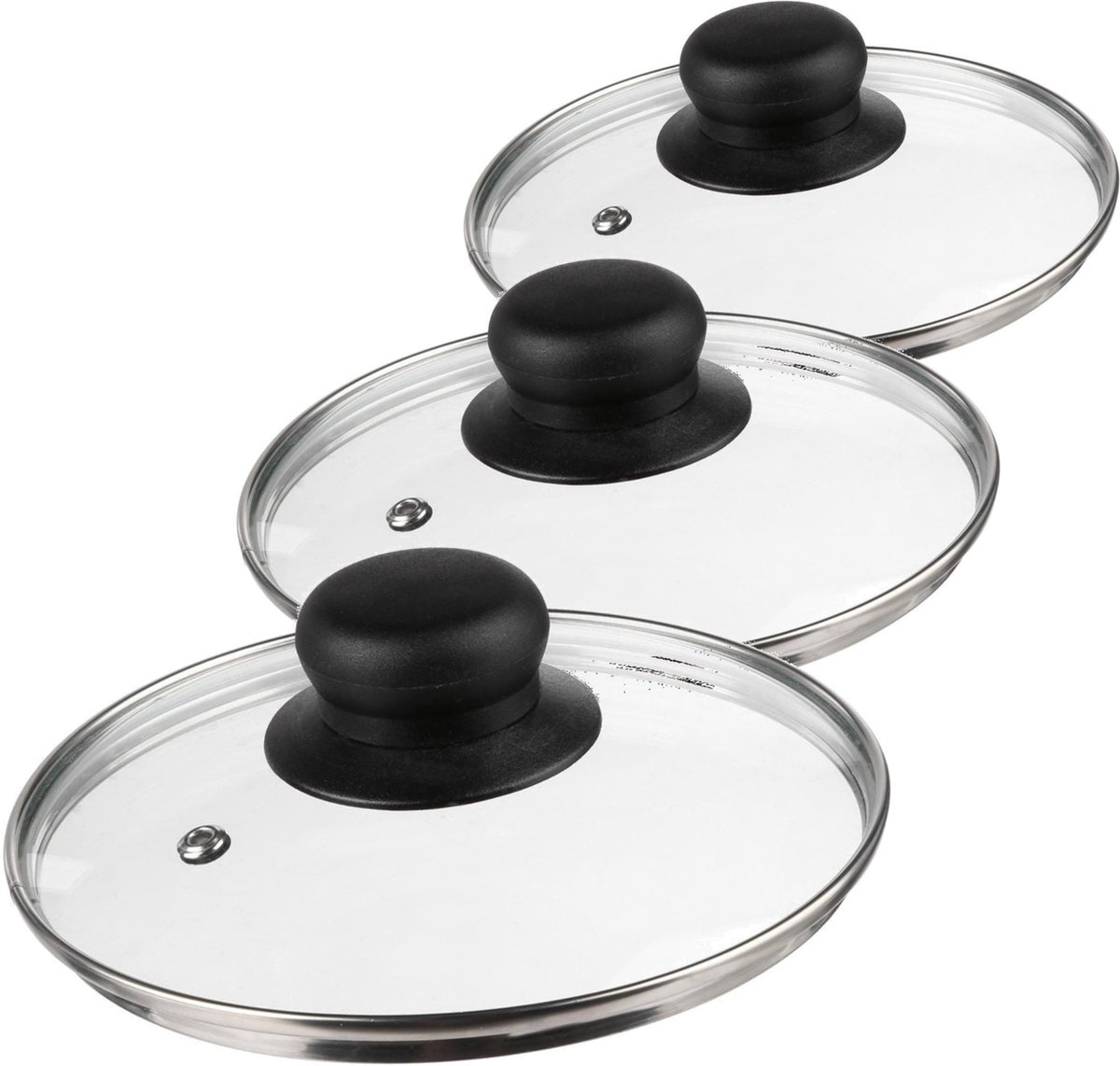 Secret de Gourmet deksels - Universele glazen pannendeksels - set van 5x stuks - Dia 16-20-24-28-30 cm