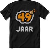 49 Jaar Feest kado T-Shirt Heren / Dames - Perfect Verjaardag Cadeau Shirt - Goud / Zilver - Maat M