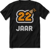 22 Jaar Feest kado T-Shirt Heren / Dames - Perfect Verjaardag Cadeau Shirt - Goud / Zilver - Maat 3XL