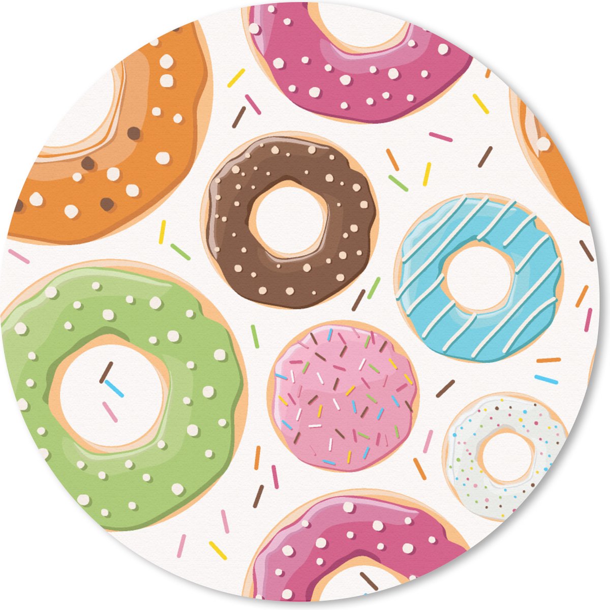 Muismat rond 40x40 cm - Mousepad Tiener - Donut - Patroon - Ronde muismatten