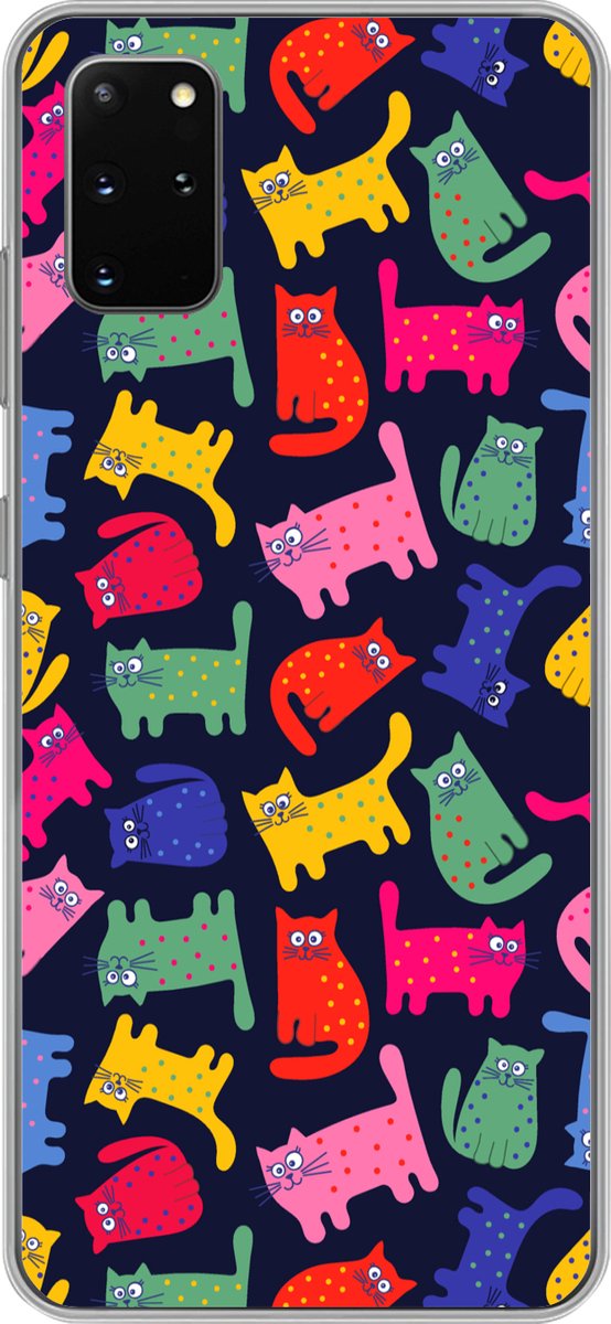 Telefoonhoesje Geschikt voor Samsung Galaxy S20 Plus hoesje - Patronen - Kat - Regenboog - Roze - Meisjes - Kinderen - Kindje - Siliconen Telefoonhoesje Telefoonhoesje