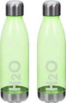 2x stuks bidon drinkfles/waterfles groen 700 ml met schroefdop- Sportfles/sportbidon - Kunststof