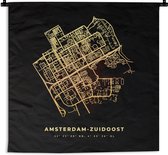Wandkleed - Wanddoek - Amsterdam Zuidoost - Kaart - Stadskaart - Plattegrond - 60x60 cm - Wandtapijt