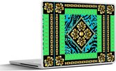 Laptop sticker - 11.6 inch - Dierenprint - Bloemen - Ketting - Goud - Patroon - 30x21cm - Laptopstickers - Laptop skin - Cover