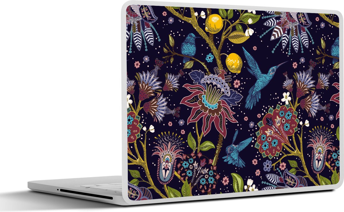 Laptop sticker - 15.6 inch - Patronen - Vogel - Bloemen - 36x27,5cm - Laptopstickers - Laptop skin - Cover