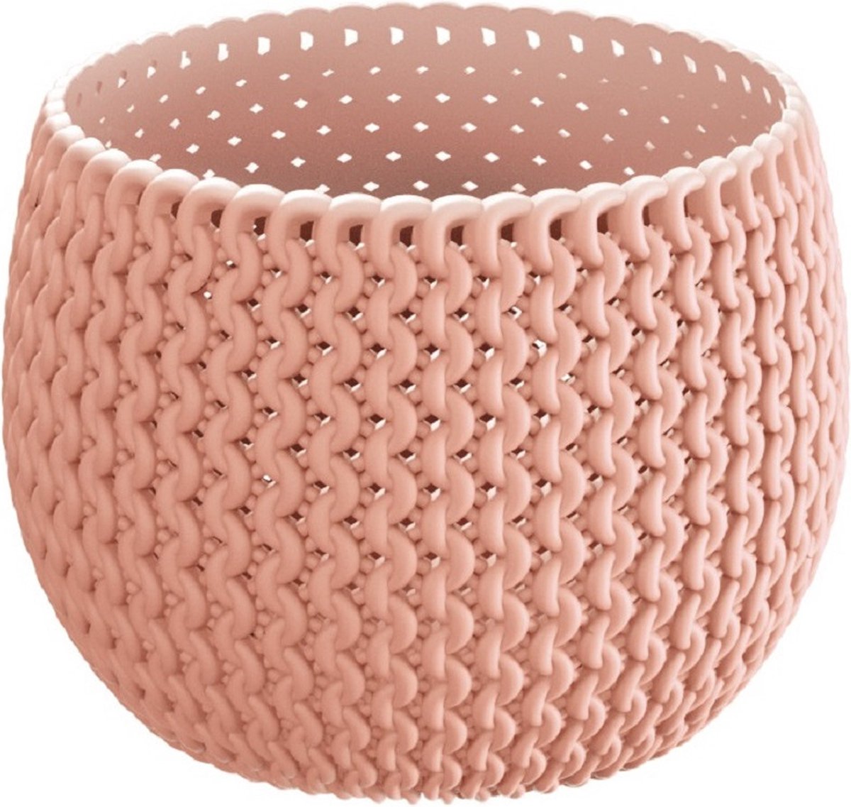 Plantenpot/bloempot kunststof dia 14,5 cm en hoogte 11 cm in het zalm roze voor binnen/buiten