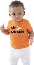 Little Queen t-shirt oranje voor baby - peuters / meisjes - Koningsdag kleding / outfit 18-24 mnd
