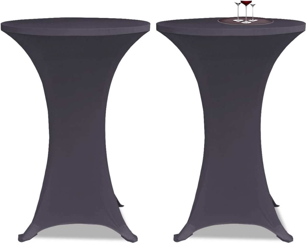 vidaXL 2x Tafelhoes Stretch met Rok 120x60,5x74 cm Wit Tafelhoezen Tafel Hoes