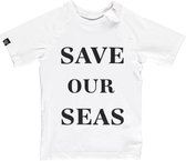 Beach & Bandits - UV Zwemshirt voor kinderen - Save Our Seas - Wit - maat 140-146cm