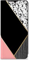 Bookcase Hoesje Geschikt voor Samsung Galaxy A33 5G Smart Cover Black Pink Shapes