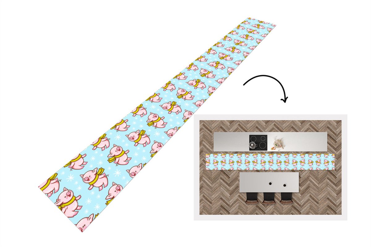 KitchenYeah Keukenloper - Keukenmat - Varken - Sjaal - Kinderen - Kerst - Patronen - Keuken vloerkleed multicolor, foto 3