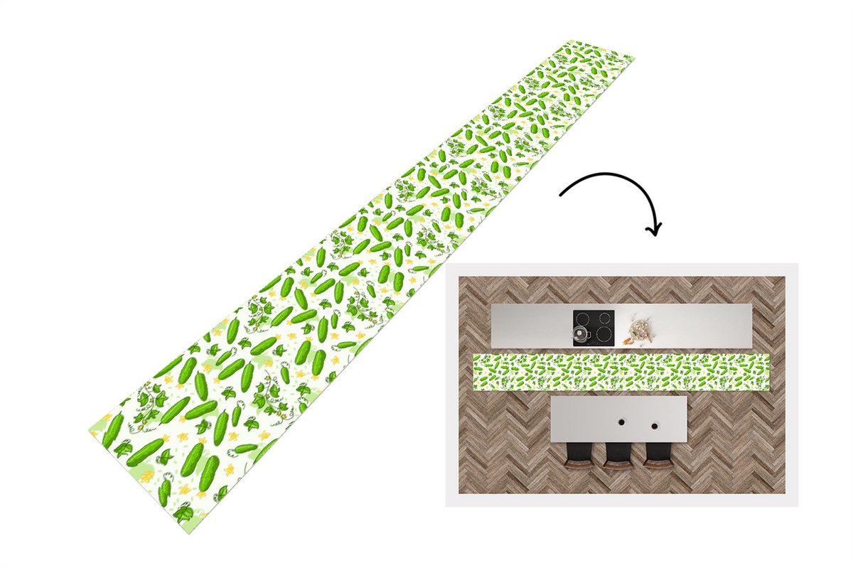 KitchenYeah Keukenloper - Keukenmat - Komkommer - Groente - Patronen - Keuken vloerkleed, foto 2