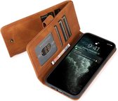 Mobiq - Zacht Leren iPhone 13 Mini Wallet Hoesje - bruin