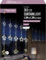 312 Warm witte LED Star Gordijnlicht Helder & zilveren kabel