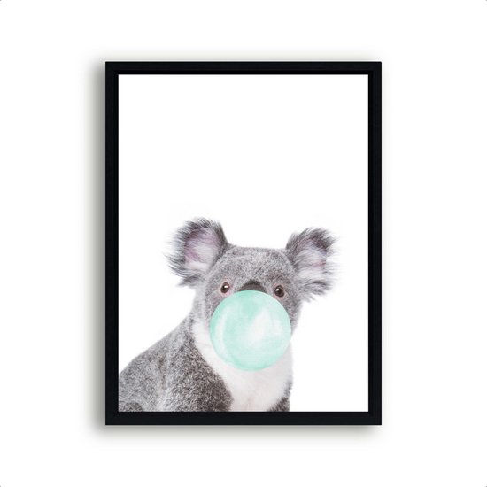 Poster Koala met groene kauwgom / Kauwgombel / 30x21cm