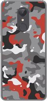 Telefoonhoesje Geschikt voor Xiaomi Redmi 5 hoesje - Camouflage patroon met rode accenten - Siliconen Telefoonhoesje - Verjaardag cadeau tiener