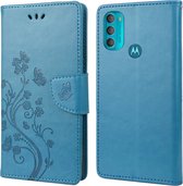 Bloemen Book Case - Motorola Moto G71 Hoesje - Blauw