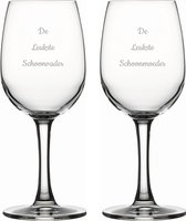 Gegraveerde witte wijnglas 26cl De Leukste Schoonvader-De Leukste Schoonmoeder