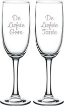 Gegraveerde Champagneglas 16,5cl De Liefste Tante-De Liefste Oom