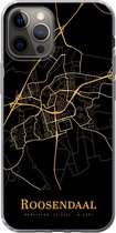 Geschikt voor iPhone 13 Pro hoesje - Roosendaal - Plattegrond - Goud - Zwart - Siliconen Telefoonhoesje - Stadskaart