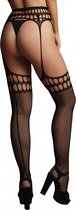 Garterbelt stockings with open design - Black - O/S - Maat O/S - Lingerie For Her