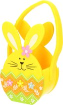 Panier de Pâques avec poignée en feutre jaune 18 cm - Chasse aux oeufs de Pasen