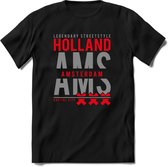 Amsterdam - Holland | TSK Original & vintage | T-Shirt Heren - Dames | Zilver - Rood | Perfect Cadeau Shirt | Grappige Spreuken - Zinnen - Teksten | Maat L
