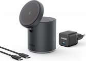 Anker PowerWave MagGo 2-in-1 Geschikt voor Draadloos Opladen met Magnetische Ring Oplaaddock met USB-C Lader Zwart