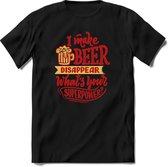 I make beer disappear | Feest kado T-Shirt heren - dames | Rood | Perfect drank cadeau shirt |Grappige bier spreuken - zinnen - teksten