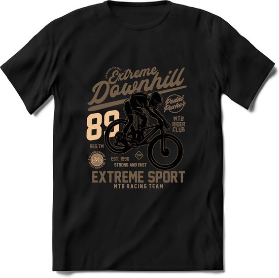 Extreme Downhill | TSK Studio Mountainbike kleding Sport T-Shirt | Bruin | Heren / Dames | Perfect MTB Verjaardag Cadeau Shirt Maat XXL
