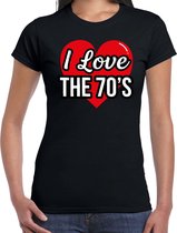 I love 70s verkleed t-shirt zwart voor dames - discoverkleed / party shirt - Cadeau voor een jaren 70/ seventies liefhebber L