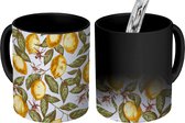 Magische Mok - Foto op Warmte Mokken - Koffiemok - Patroon - Bloemen - Citroenen - Citrus - Magic Mok - Beker - 350 ML - Theemok