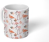 Mok - Koffiemok - Patroon - Flamingo - Bloemen - Mokken - 350 ML - Beker - Koffiemokken - Theemok