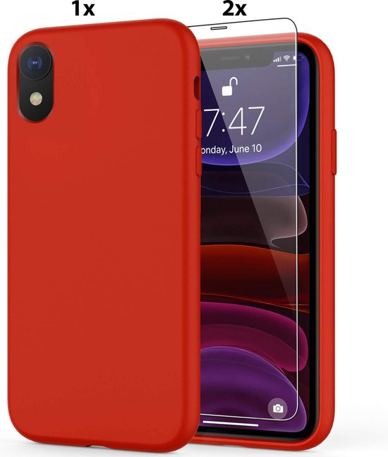 Coque iPhone XR Soft Nano Silicone Gel Rouge Avec 2X Protecteur D'écran En  Verres | bol.com