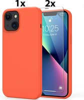 Hoesje Geschikt voor iPhone 11 Hoesje Soft Nano Silicone Backcover Gel Oranje Met 2x Glazen screenprotector