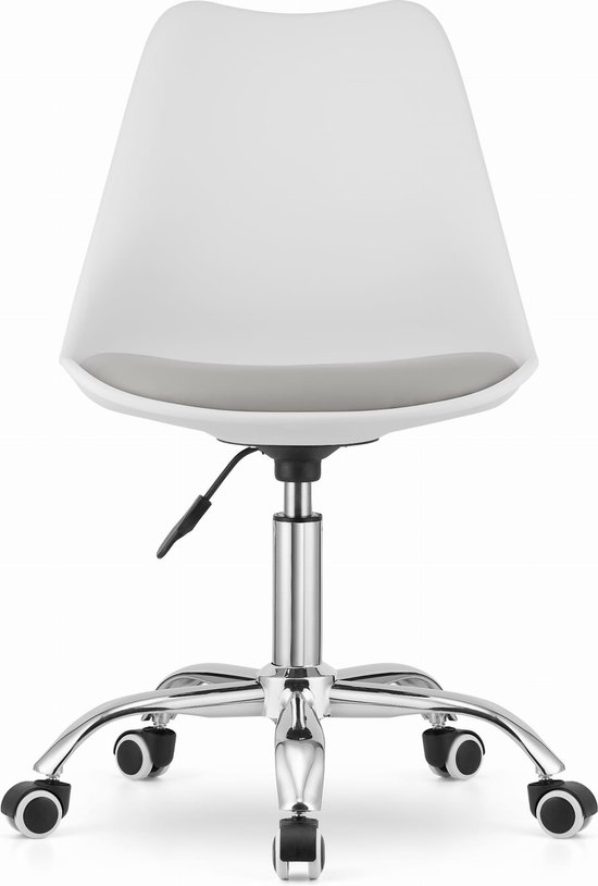 ALBA - Bureaustoel - draaistoel - met wieltjes - wit en grijs
