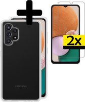 Hoesje Geschikt voor Samsung A13 4G Hoesje Siliconen Case Met 2x Screenprotector - Hoes Geschikt voor Samsung Galaxy A13 4G Hoes Siliconen - Transparant