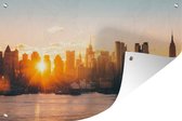 Affiche de jardin Le lever du soleil sur Manhattan Skyline 180x120 cm - Toile de jardin / Toile d'extérieur / Peintures d'extérieur (décoration de jardin) XXL / Grand format!