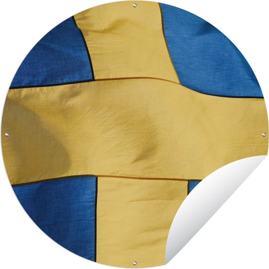 Tuincirkel Close-up van de vlag van Zweden - 60x60 cm - Ronde Tuinposter - Buiten