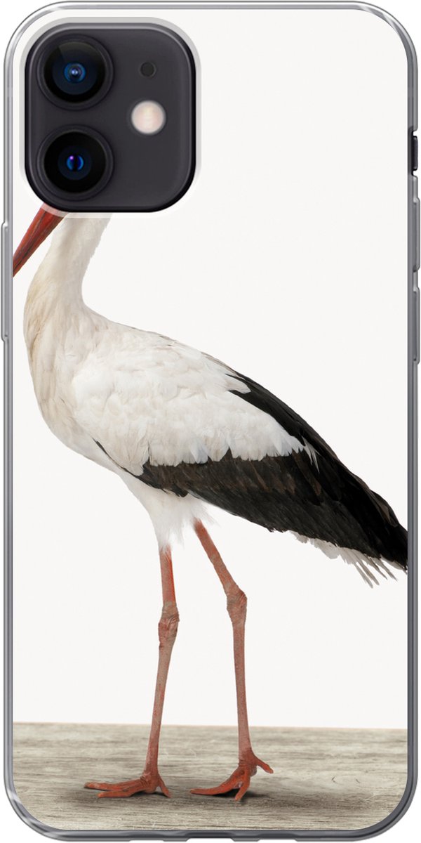Telefoonhoesje Geschikt voor iPhone 12 hoesje - Ooievaar - Vogel - Dieren - Jongens - Kinderen - Meisjes - Siliconen Telefoonhoesje Telefoonhoesje