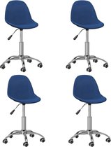 vidaXL Eetkamerstoelen draaibaar 4 st stof blauw