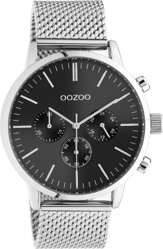 OOZOO Timepieces - Montre en argent avec bracelet maille en métal argenté - C10913 - Ø45