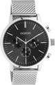 OOZOO Timepieces - Zilverkleurige horloge met zilverkleurige metalen mesh armband - C10913