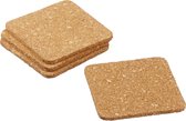 32x stuks vierkante glazen onderzetters van kurk 9 x 9 cm - Voor drinkglazen - Voordeelset