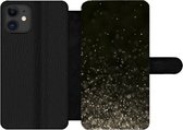 Bookcase Geschikt voor iPhone 11 telefoonhoesje - Glitter - Abstract - Zwart - Met vakjes - Wallet case met magneetsluiting
