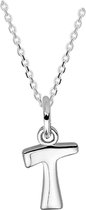 Robimex Collection Ketting Letter T  45 cm - Zilver