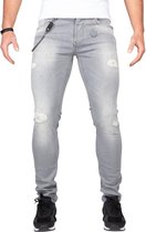 Jeans - LEYON Destroyed Denim Grijs - Spijkerbroek - Slim Fit - W36 L33