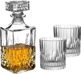 Duralex whisky karaf Noblesse 1 liter met 6x luxe whiskyglazen 310 ml