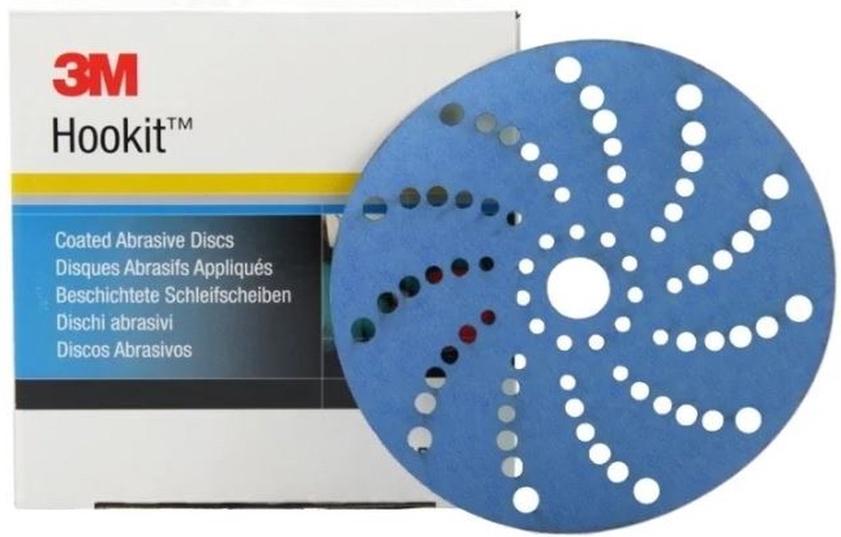 3M Hookit Blue 525U Schuurschijven 150mm Multihole P 80 - 100 stuks