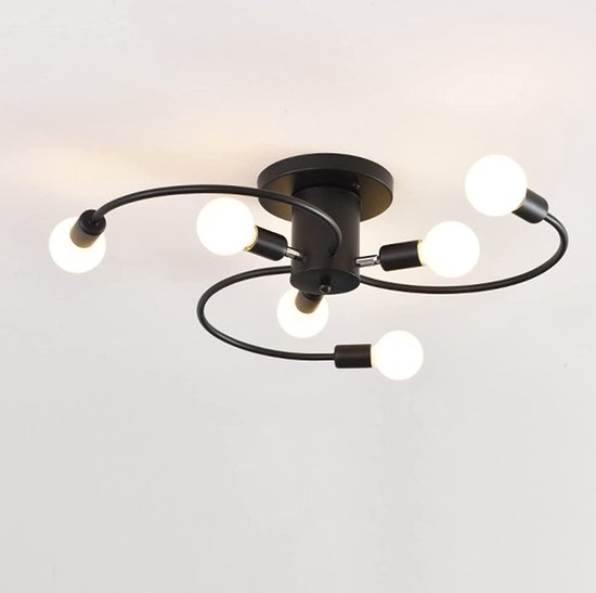 Industriële Vintage Retro Plafondlamp In Rosegoud Met Semi-inbouw E27